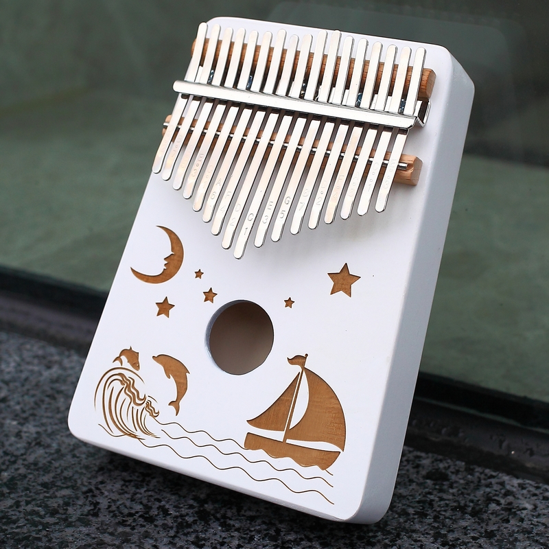 KERUS weiß Kalimba 17 Tasten Holz Tragbare Mbira Finger Klavier für freundlicher und klavier Anfänger Musical Instrumente: 19