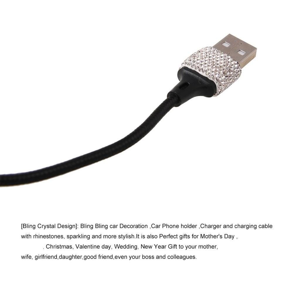 Teléfono móvil con incrustaciones de diamante para automóvil seguro multifunción carga Usb ligera línea de carga del vehículo