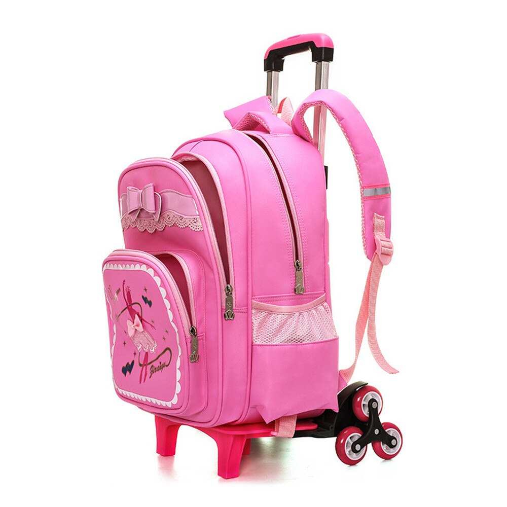 Cartoon 2 Wheels Girls Trolley School Bags Backpack Detachable Children Rolling Book Bag Waterproof Travel Bags Mochila