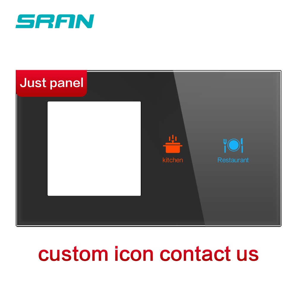 Sran Franse Touch Sensor Schakelaar Met Socket Crystal Glass Panel 170 ~ 250V 16A 146*86 Stopcontact met Lichtschakelaar 2 Gang 1 Manier: Icon customization