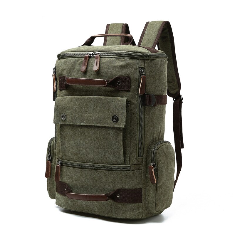 Mænds rygsæk vintage lærred rygsæk skoletaske mænds rejsetasker stor kapacitet rygsæk laptop rygsæk taske høj kvalit: Gn