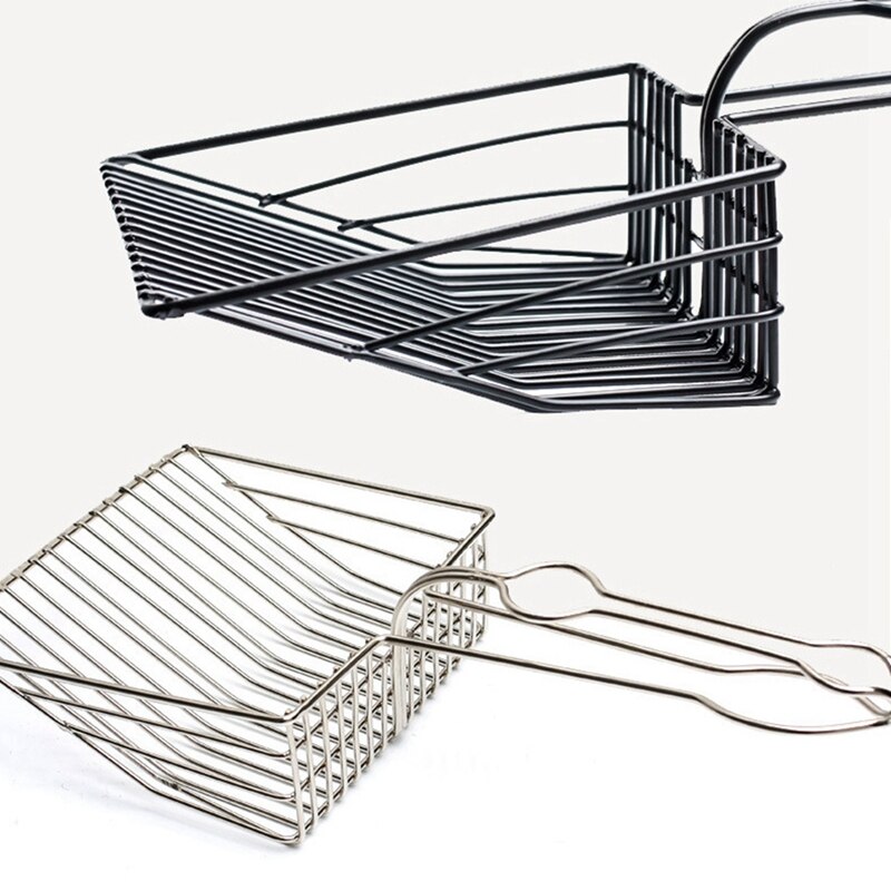 Pala para arena con de ahuecamiento completo para gatos, cepillo multiusos con gancho, pala de Metal para mascotas, suministros de limpieza de arena para gatos
