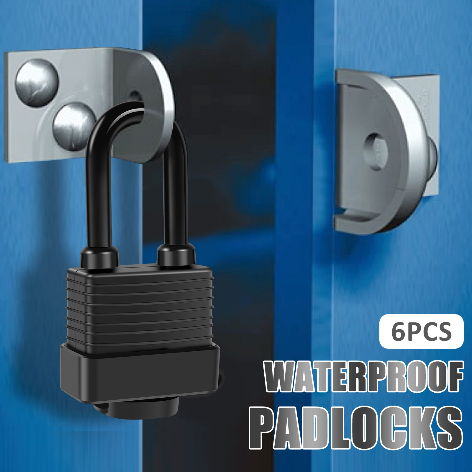 6Pcs Waterproof Padlocks with 12 Steel Keys 1-9/16inch Wide Anti-Theft Laminated Steel Lock Set Safety Padlock Heavy Duty Outdoo