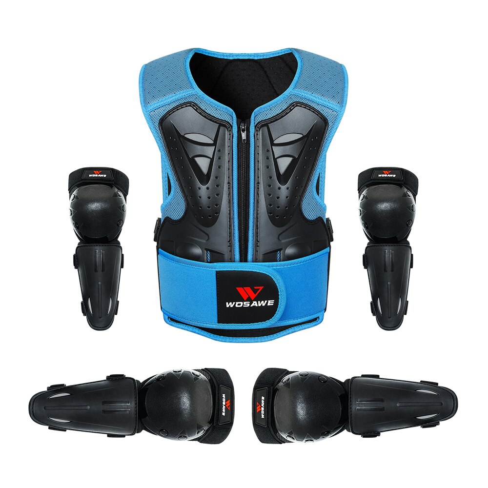 WOSAWE Reflective Body Armor For Kids Snowbard Ski Skate Motocross Motorcycle Armor Sleeveless Jacket Chest Knee Protective Gear