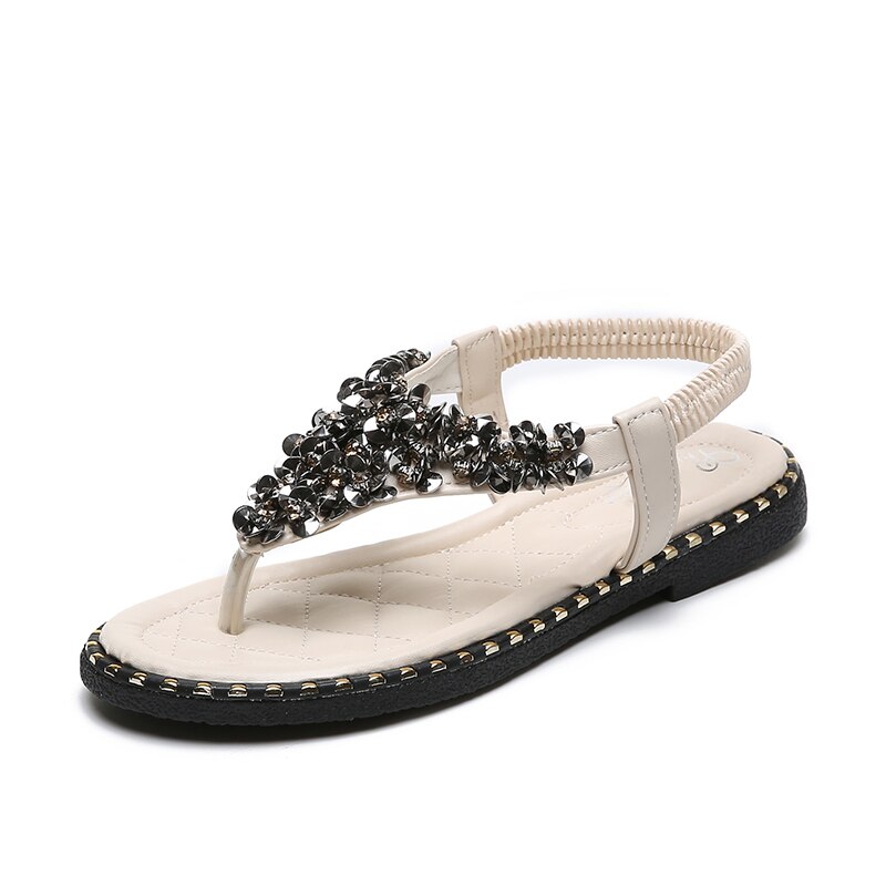 Fujin Brand Summer Style Bling Sequin Peep Toe Women Shoes Sandal Flat Shoes Female Summer Flat Thong Toe Cool Shoes