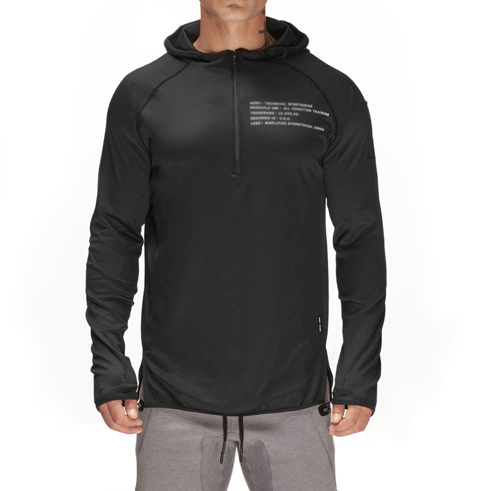Men's Hoodie - Cotton Long Sleeve - Breathable Gym & Bodybuilding Top: L / Black