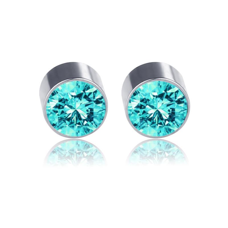 1 par kvinder mænd stærk magnetisk jern øreløse ingen piercing ørestikker rhinestone rustfrit stål magnet øreringe: Søblå