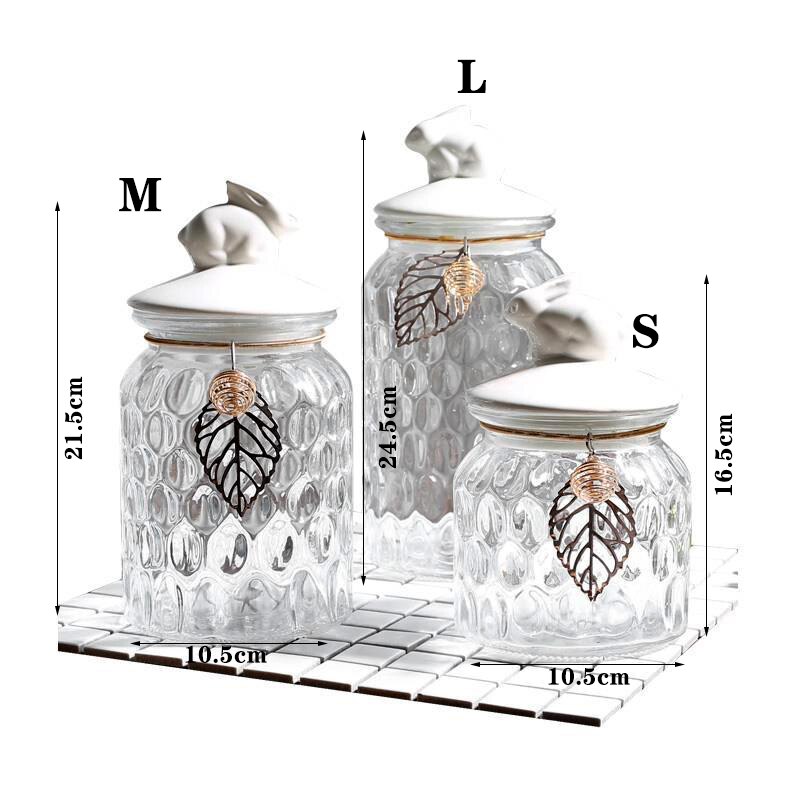 Glass Storage Canister Cookie Candy Penny Jar with Airtight Ceramic Lid Multifunctional Houlsehold Food Storage Container