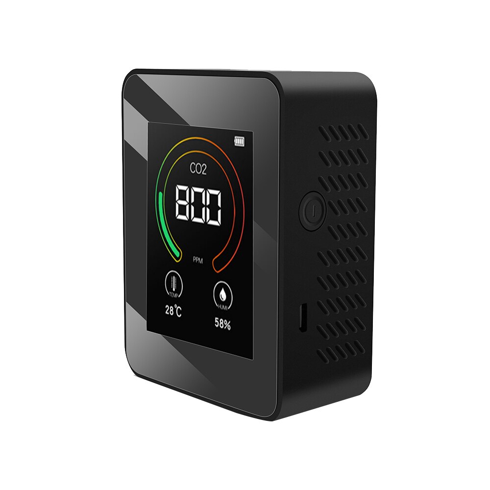 Multifunctional K06 CO2 Meter Air Detector C02 Temperature Humidity Tester Air LCD Display with Backlight: Black