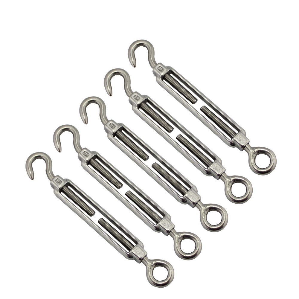 5PCS 304 Stainless Steel Turnbuckle Hook And Eye M4 M5 M6 M8 M10 Marine Cable Raling Stainless Steel Hook And Eye Turnbuckles