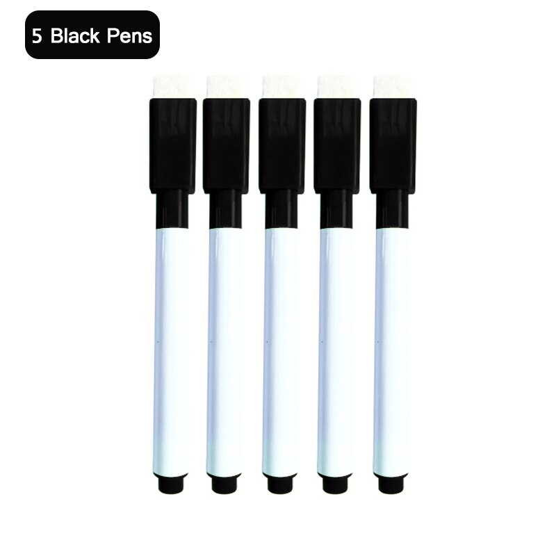 Drawing Whiteboard Markers Magnetic Dry Eraser Markers Glass Ceramics White Board Pen School Supplies Dry Markers Children's Pen: 5 Black Pens