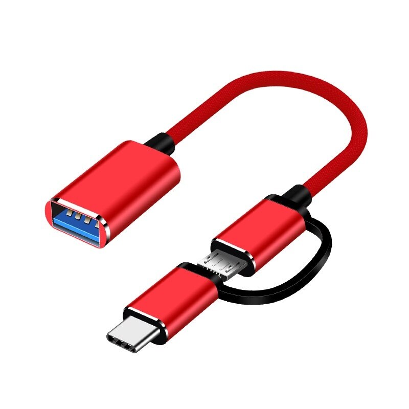 2 em 1 usb 3.0 otg adaptador cabo tipo-c micro usb para usb 3.0 conversor de interface para a linha de cabo de transferência de smartphone para samsung: C02000235-RED