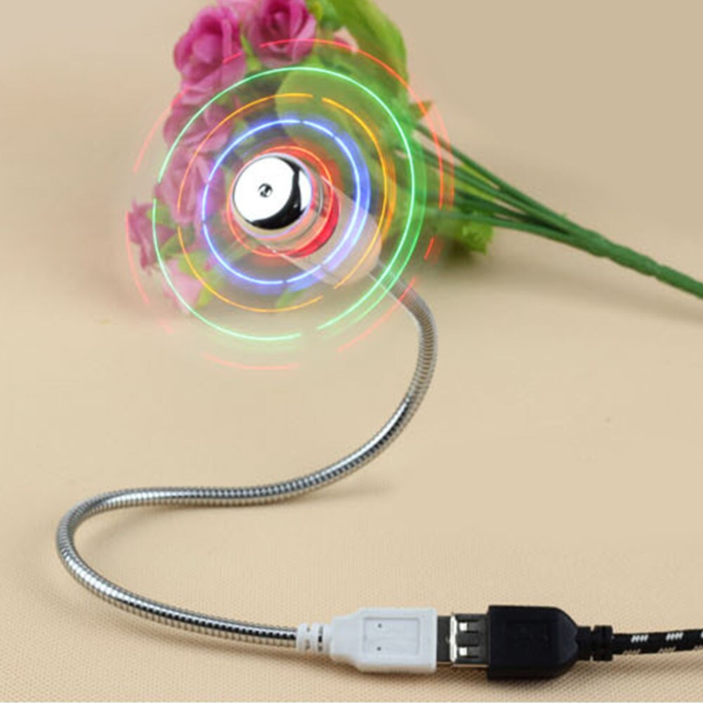 Durable AdjustableB Gadget Mini Flexible Metal Neck LEDB Fan Desktop Cool Gadget Colorful PC Lamp/Notebook Light