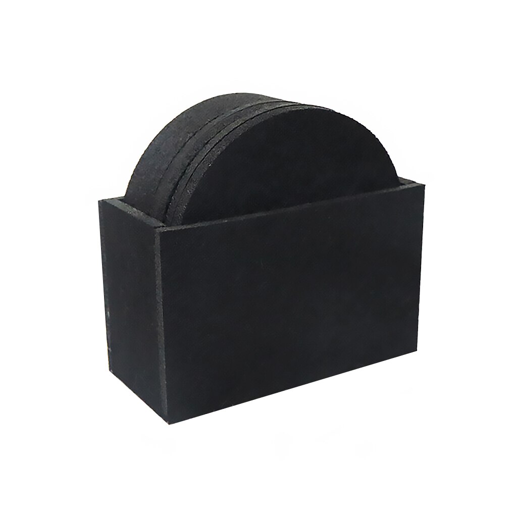 8Pcs Heat Insulated Cup Mat Felt Household Coaster Table Round Shape Decoration Placemat: Black