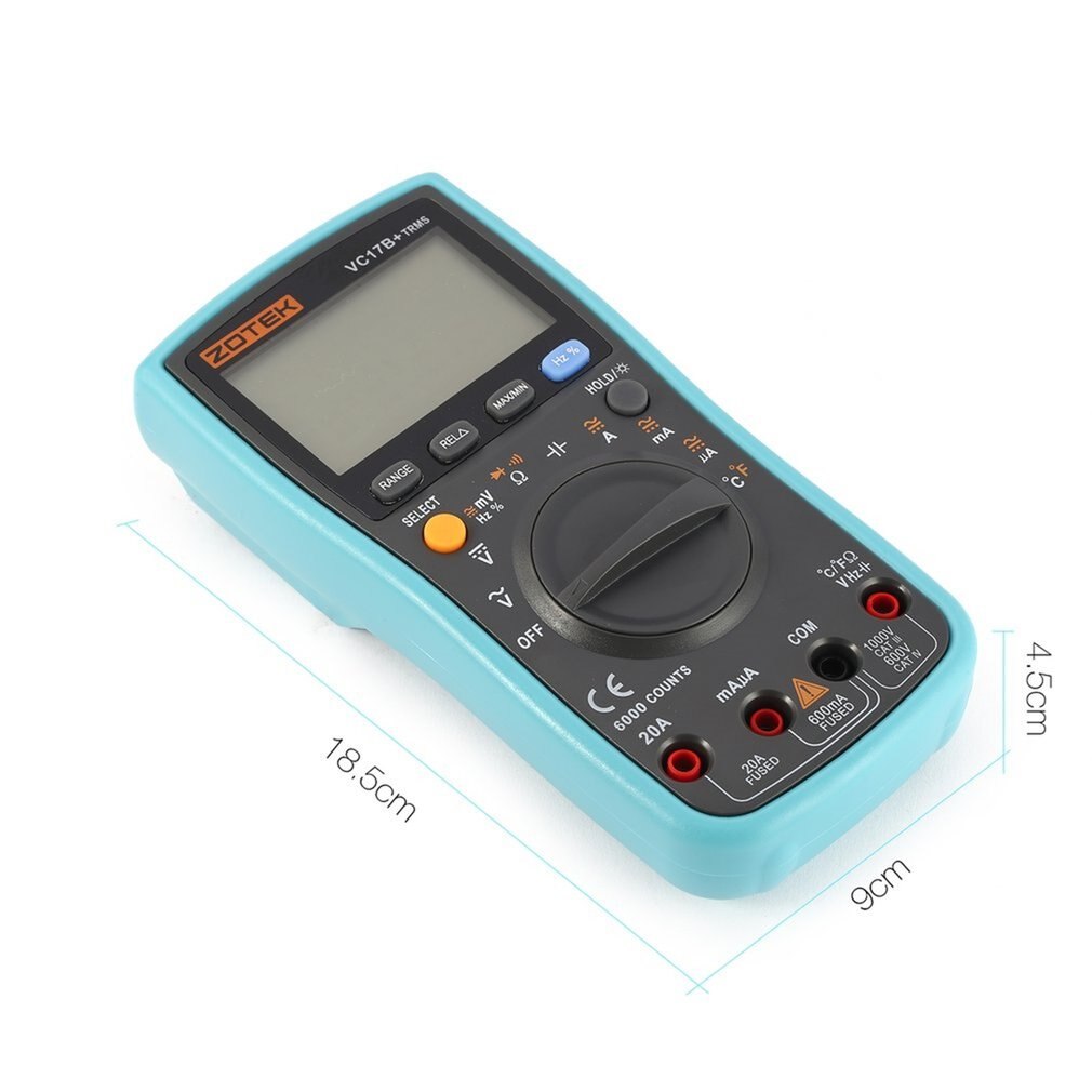 ZOTEK VC17B+ 6000 Counts True-RMS Digital Multimeter Auto Range AC/DC Voltage Current Meter Ohm Diode Voltmeter with Blacklight