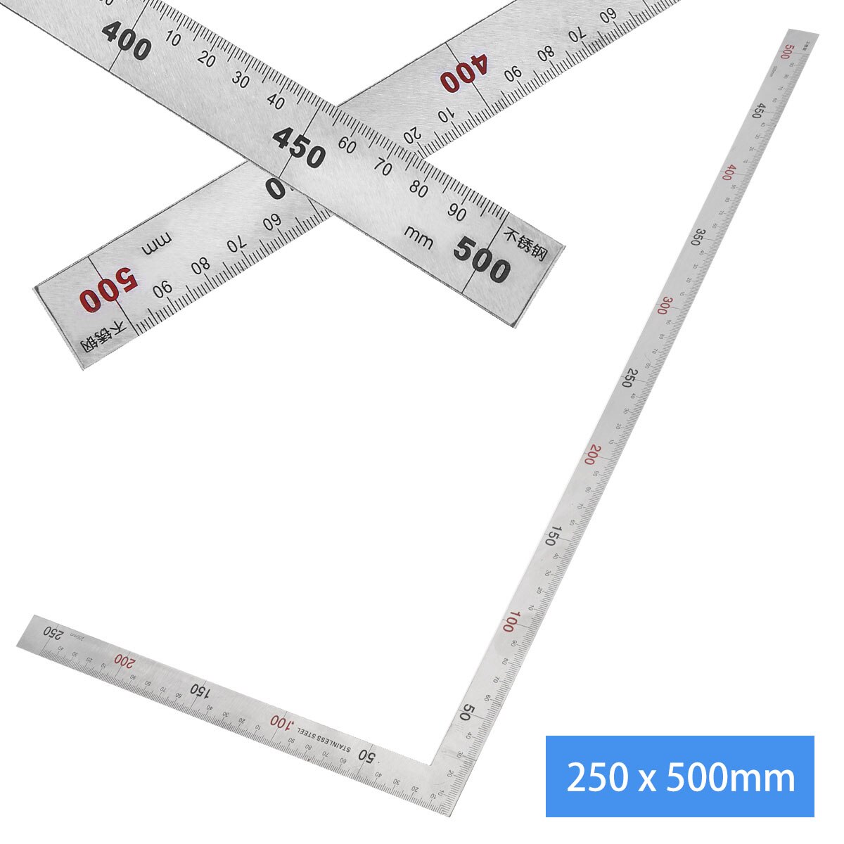 Fyrkantig linjal rät vinkel 90 grader metall rostfritt stål vinkellinjal träbearbetningsmätverktyg för trä 250 x 500mm 150 x 300mm