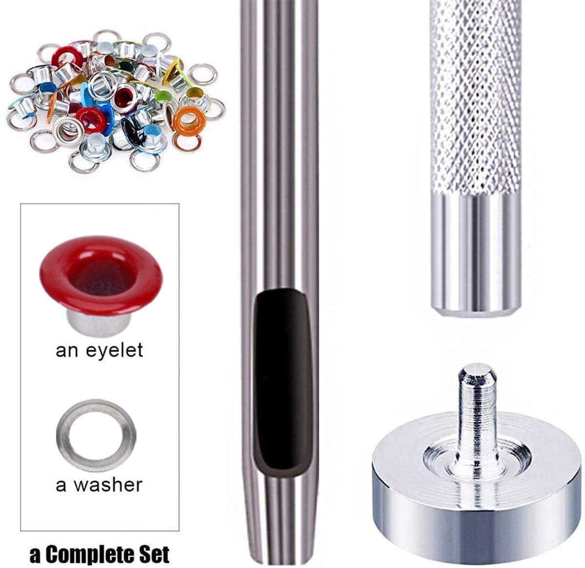 500pcs Eyelet Set 5mm Metal Eyelets in 10 Colours with Installation Tools for DIY Bag Shoes and Clothing Making Clothes, Leather