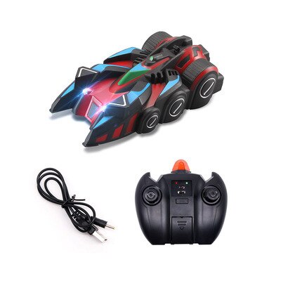 Anti gravité plafond escalade voiture électrique LED 360 rotation cascadeur RC voiture antigravité Machine Auto jouet voitures avec télécommande: Red-2