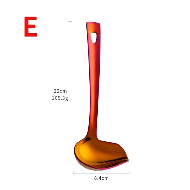 Cuillère à Sauce en acier inoxydable, cuillère à bec, petite louche à soupe, cuillère à huile, outil de cuisine: E