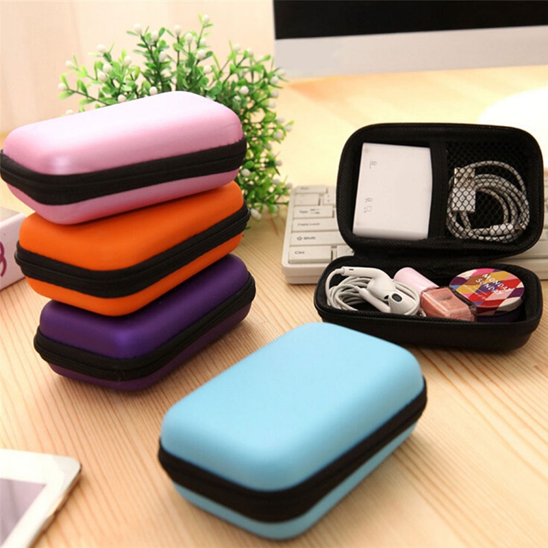 6 Colors 1PC Cosmetic Bags Compartments Case Cover Headphone Earphone Jewelry Bag Hard Nylon Carry Bag