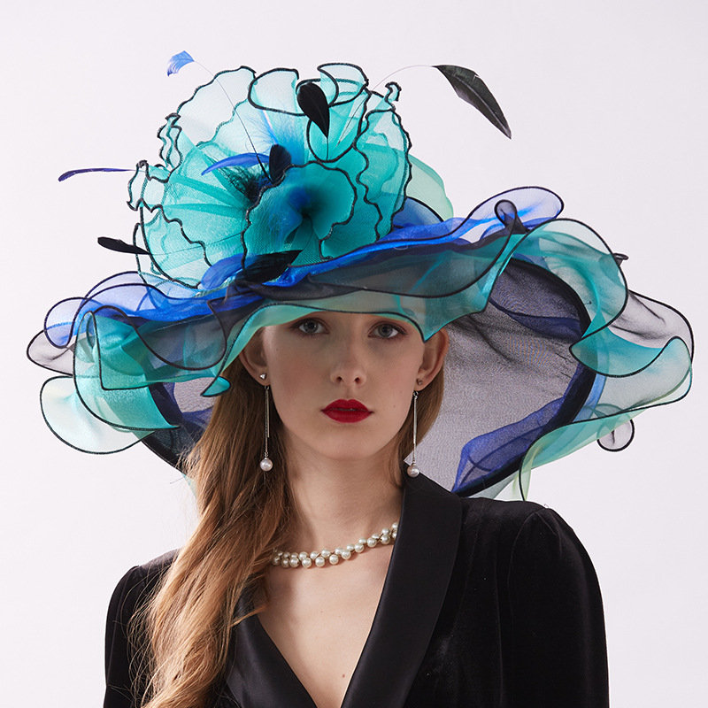 Sombreros de boda a la Para Novias sombreros de noche elegantes para Mujer Accesorios formales para el cabello de boda 9 colores para novia: green