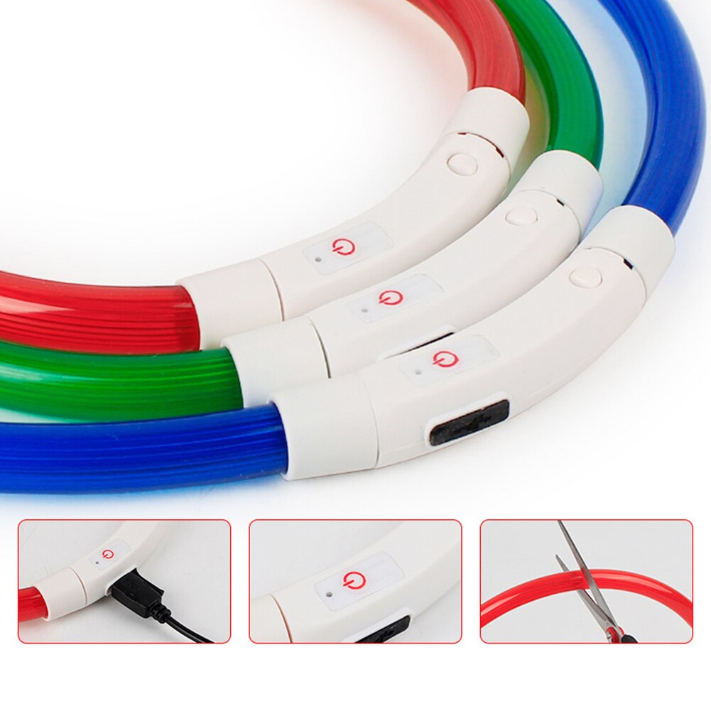 Led Night Flashing Luminous Fluorescent Dog Cats Collar Waterproof USB Charging Pet Puppy Neck Collar Home Garden Rechargeable