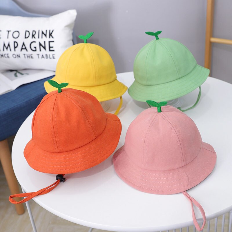 Solid Color Baby Hat Cartoon Little Grass Kids Bucket Hat Summer Breathable Cotton Children Fisherman Cap
