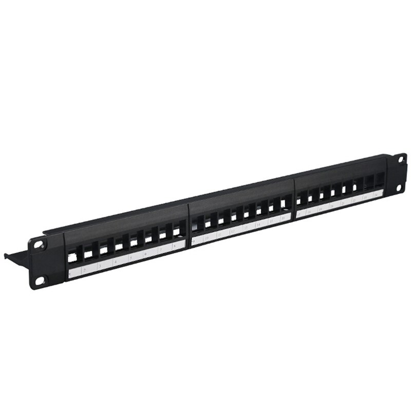 19-Inch 1U Cabinet Rack Through 24-Port CAT6 Patch Panel RJ45 Network Cable Adapter Keystone Jack Modular Patch Panel: Default Title