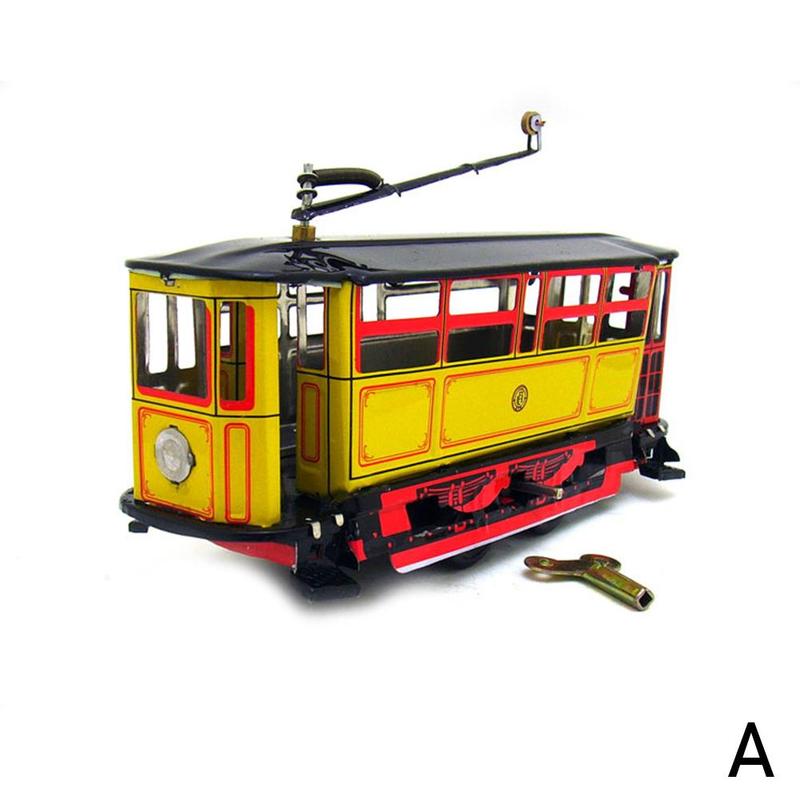 Retro Wind Up Tram Kabel Bus Clockwork Tram Speelgoed Tram Met Polen Retro Speelgoed Voor Volwassenen En Kinderen Blikken Speelgoed o8m5: A