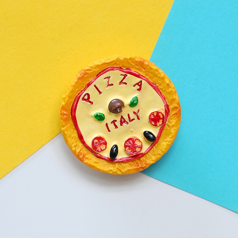Imanes de nevera 3D de simulación de comida creativa, cono dulce, pierna de pollo frito, hamburguesa, decoración magnética, pasta de refrigerador: Mushroom pizza