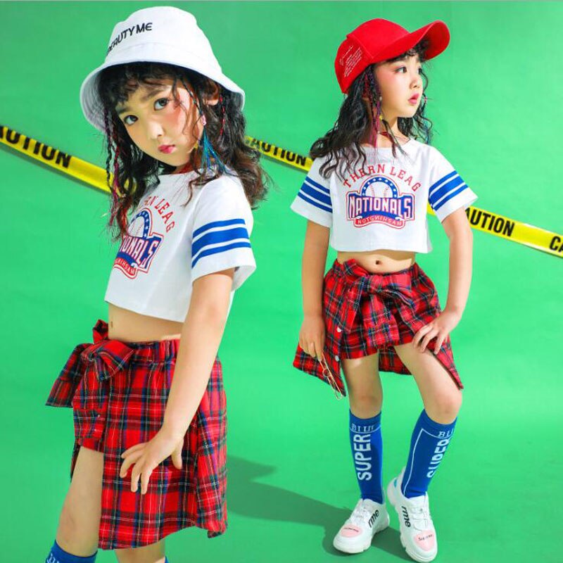 Sudadera de salón para niños falda de baile ropa de escenario trajes niñas animadoras Jazz moderno Hip Hop Ropa de baile traje