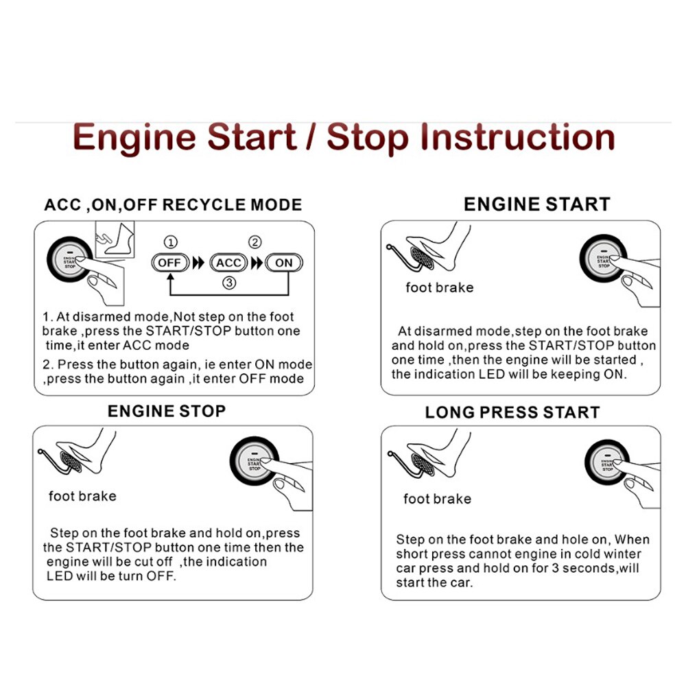 Car Alarm Start Stop Button Engine RFID Keyless Entry System Push Button Remote Starter Stop Auto