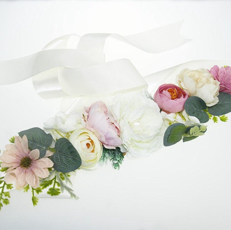 Fajín de cinturón de para boda, cinturones de vestir florales de poliéster para mujer, fajín de flores para boda y novia, cinta de satén, cinturón de flores YYY8077: Design4