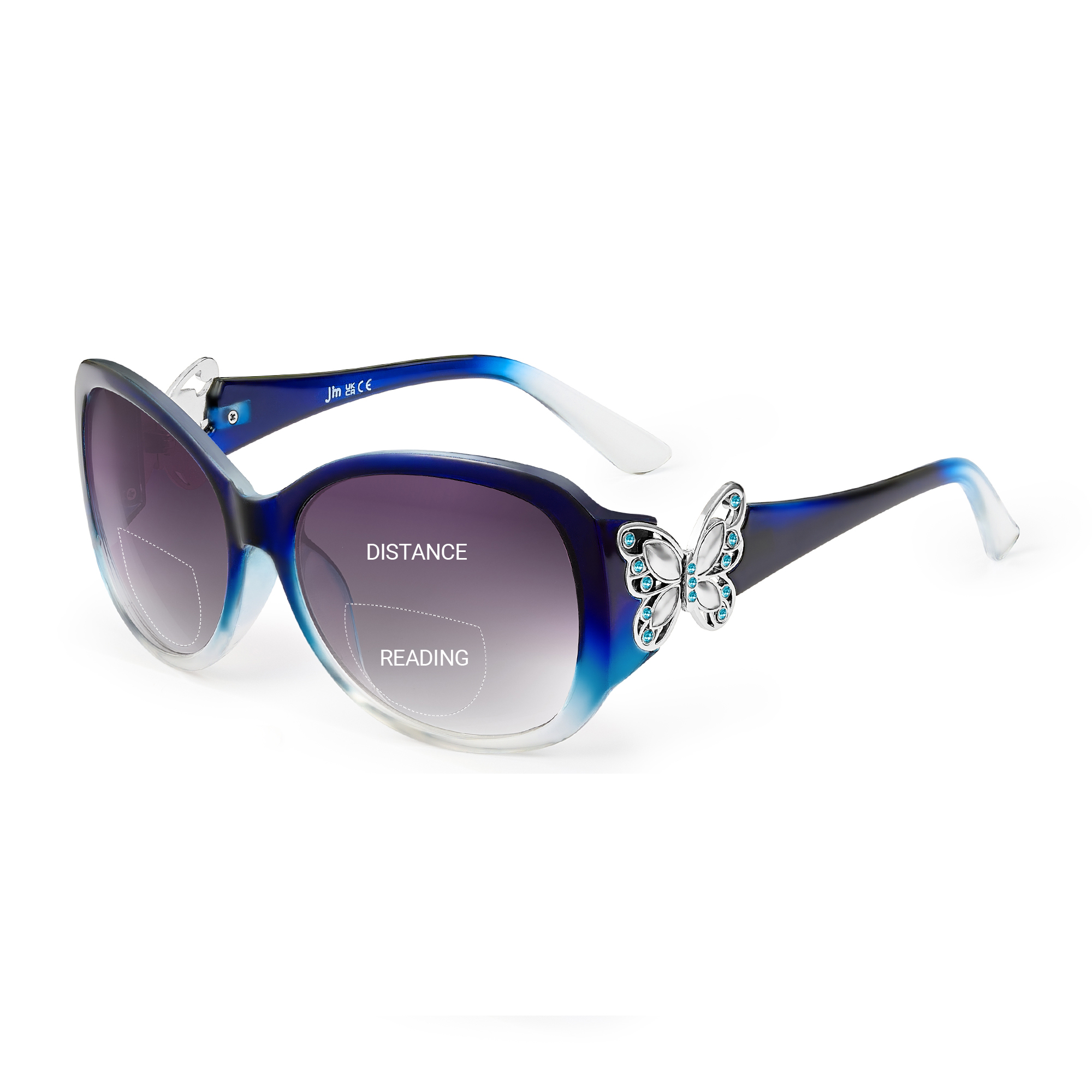 JM Bifokale Lesesonnenbrille für Damen, modische Sonnenleser, Outdoor-Lesebrille, UV400-Schutz