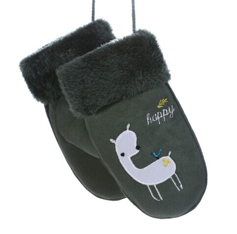 Winter kinder jongens meisjes winter handschoenen beren patroon zachte dikke sneeuwbal vechthandschoenen: Grijs