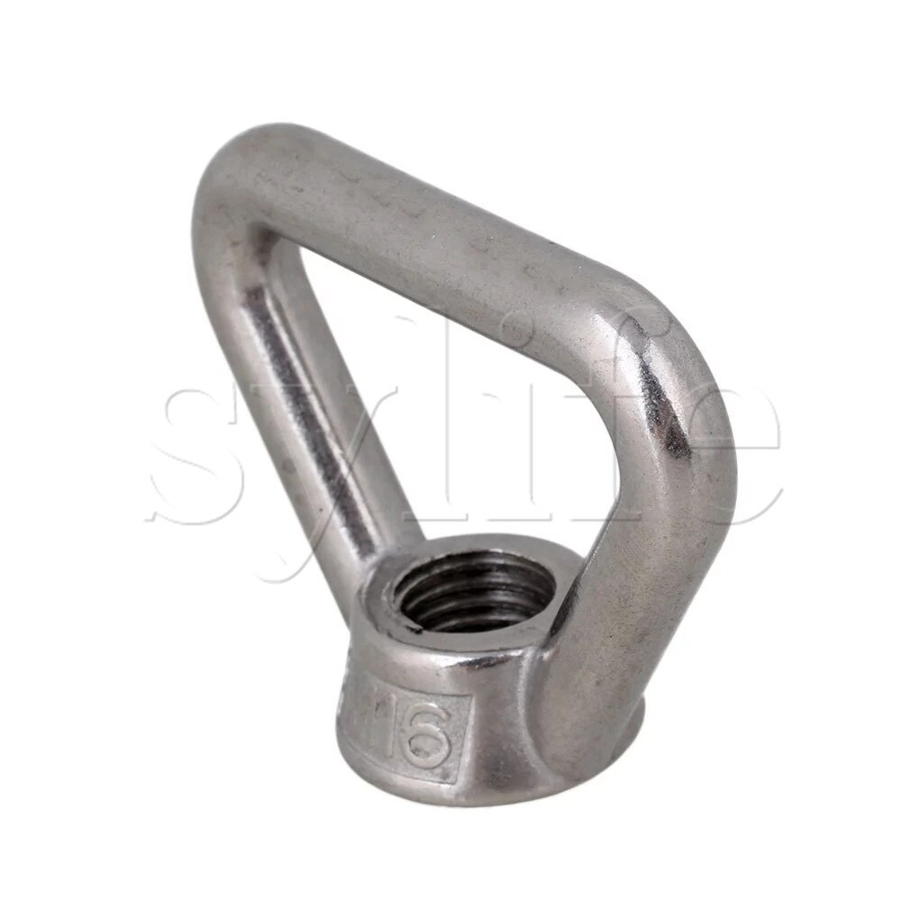 M16 304 Stainless Steel Triangle Lifting Eyed Threaded Nuts Eye Bolt Silver