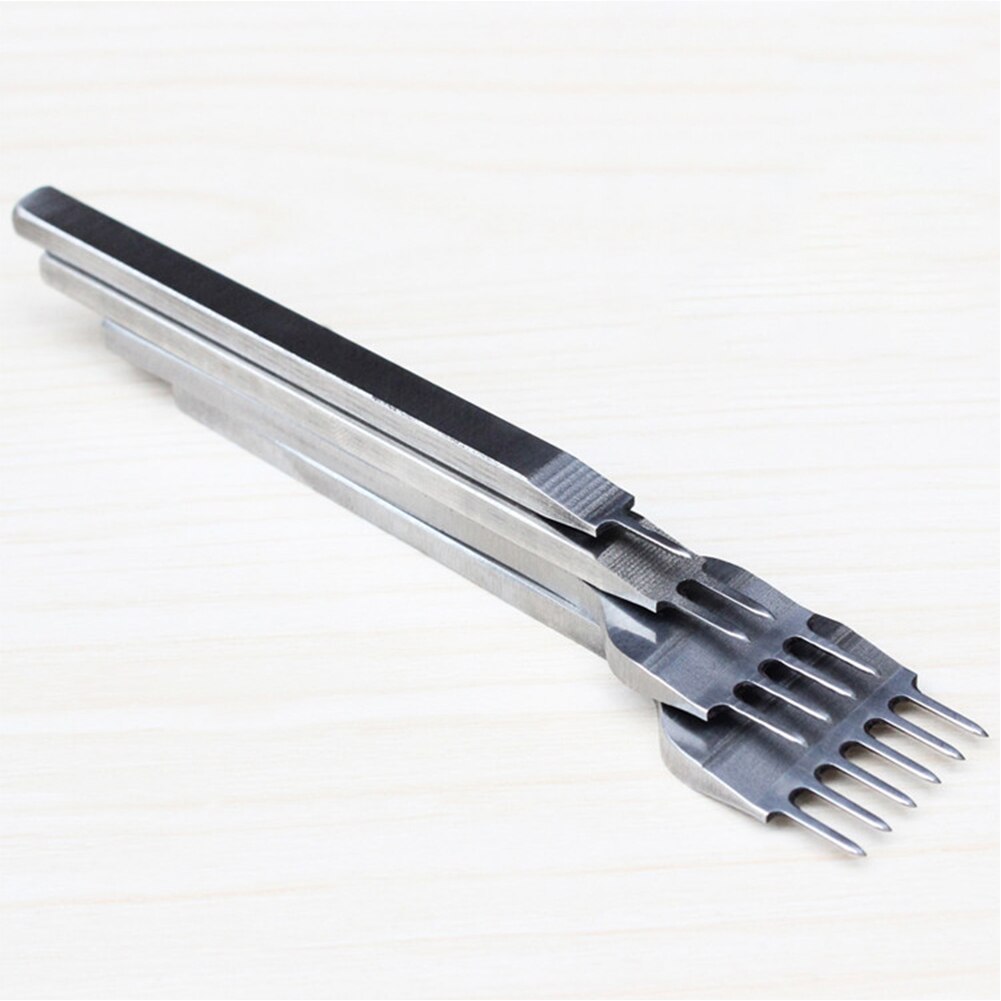 3/4mm Hole Chisel Diamond Stainless Steel Stitching Prong Leather Craft Durable Multi Teeth Punch Tools Pricking Supplies Sewing
