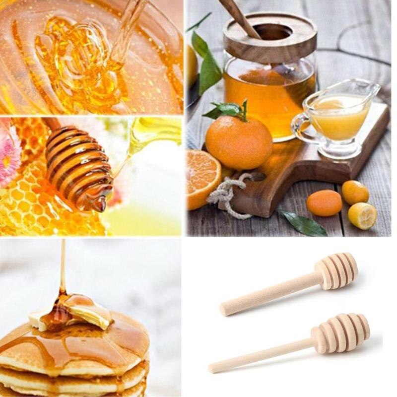 1Pc Wood Honey Dipper Stick Wooden Honey Spoon Small Coffee Spoon Syrup Tea Spoon Serving Mixing Kitchen Honey Utensil Teas H7U9
