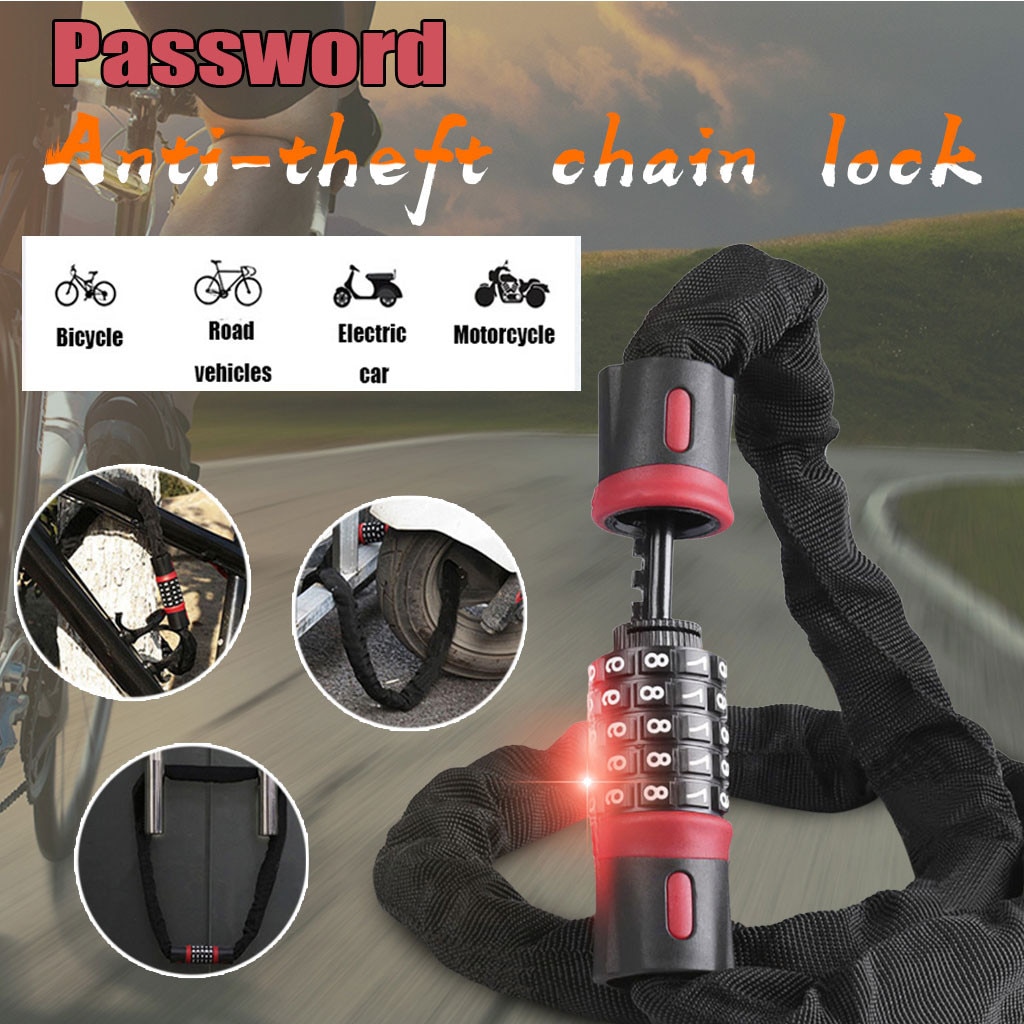 Bike Bicycle Lock Cable 5 Digital Heavy Duty Bike Combination Chain Padlock Ultra-light Portable Lock Bicycle Safety Stable #j4s