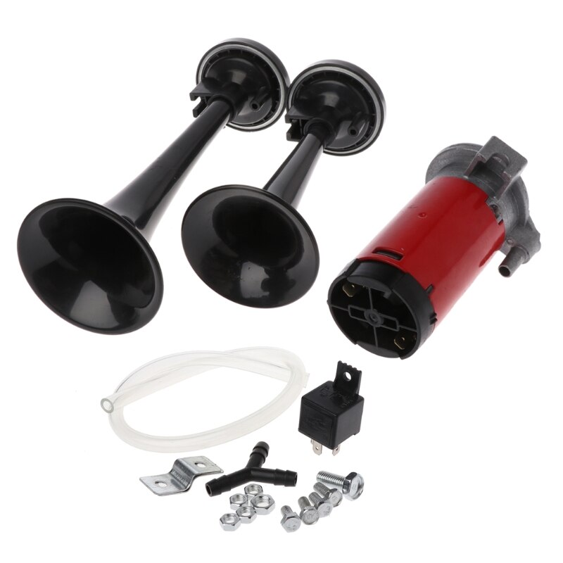 178dB Ultra Loud 12V Car Boat Truck Air Horn Compressor Dual Tone Trumpet Kit