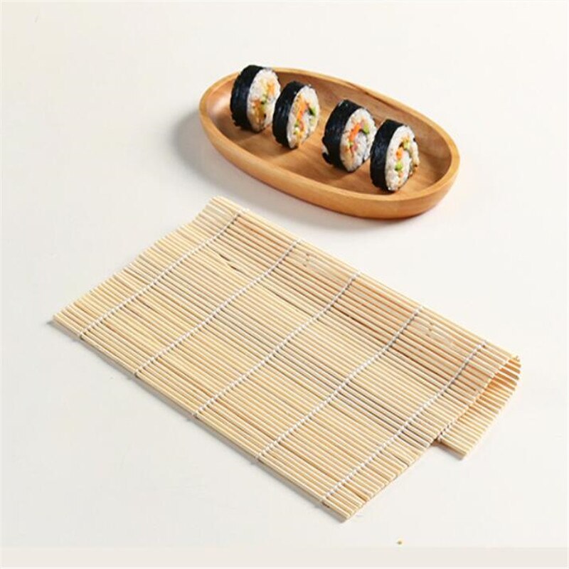 Juego de manteles de bambú enrollables para Sushi, paletas de arroz japonesas, herramientas para hacer moldes de arroz, rodillo, accesorios de cocina