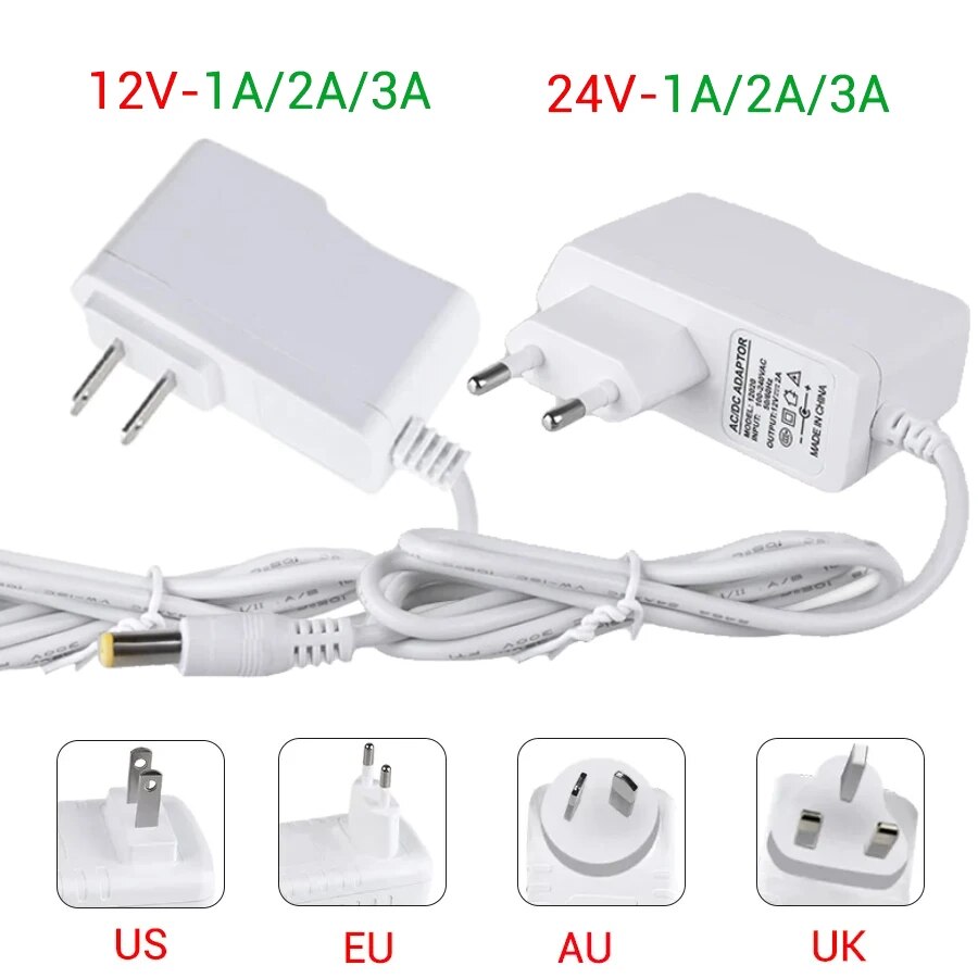 Wechselstrom 240-V bis Gleichstrom 12 V 24V 1a 2a 3a LED-Treiber transformator 12 Volt Schalt netzteil Adapter Konverter Ladegerät für LED-Streifen