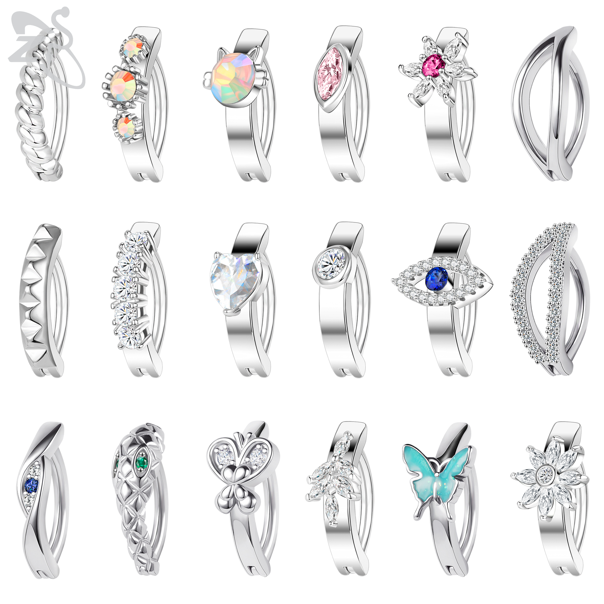 ZS 1 PC Leuke Vlinder Buik Navel Ring CZ Crystal Navelpiercings Bloem Snake Reverse Gebogen Navel Barbell Lichaam sieraden