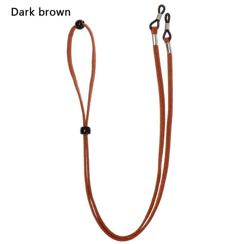 Correa de cuero de alta elasticidad para gafas de sol, collar de cadena para gafas, gafas de lectura soporte para, correa para el cuello: B-dark brown