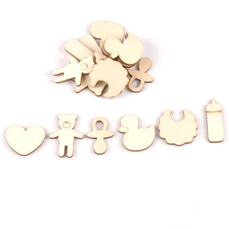 Gemengde Beer/Fopspeen/Eend/Bib Unfinished Houten Ornament Voor Kid Verf Scrapbooking Diy Carfts Hout Home Decor arts 20Pcs M2152