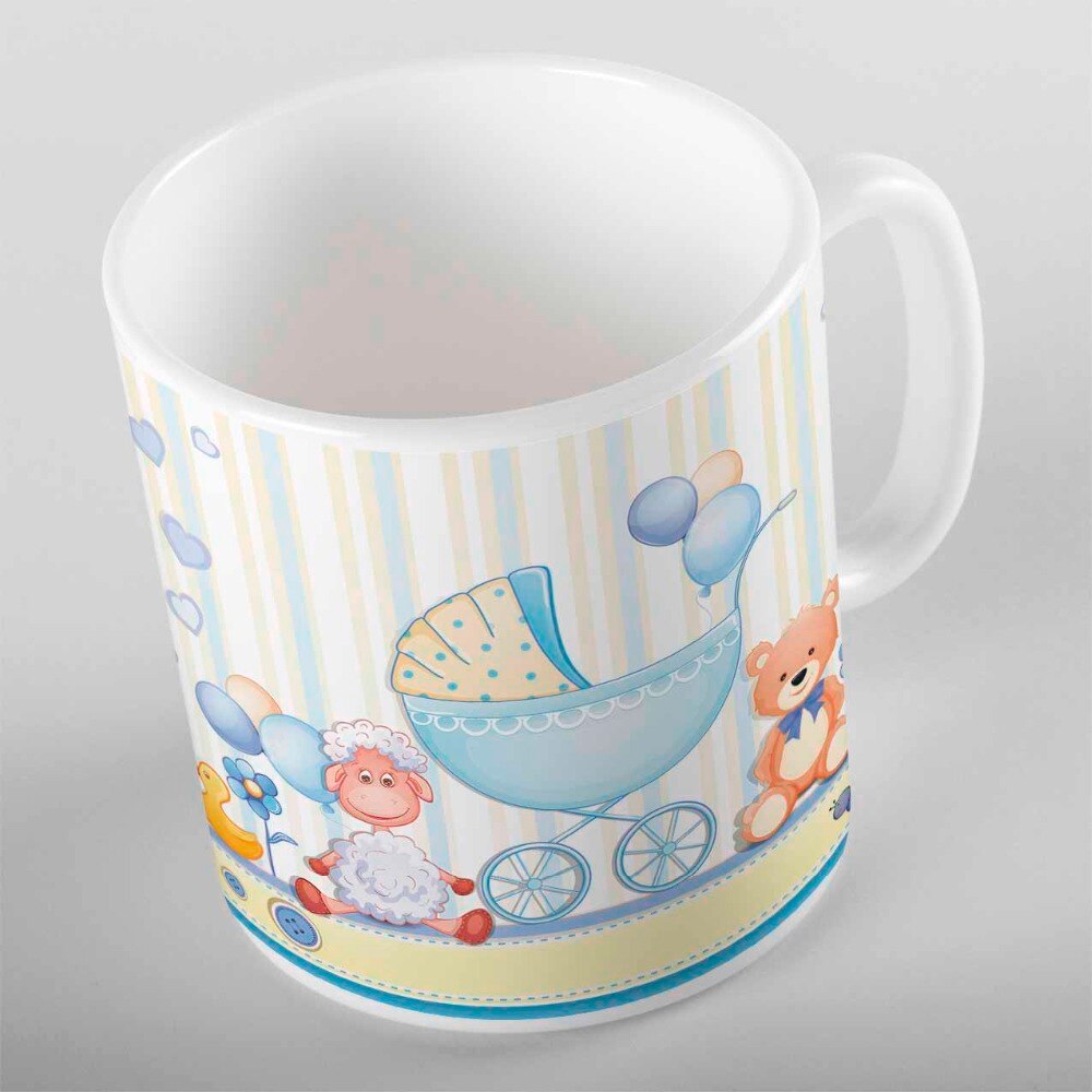 Else Blue Yellow Cradle Lamps Teddy Bear Boy 3d Cartoon Print Children Kids Ceramic Drinking Water Milk Tea Coffee Cup Mug