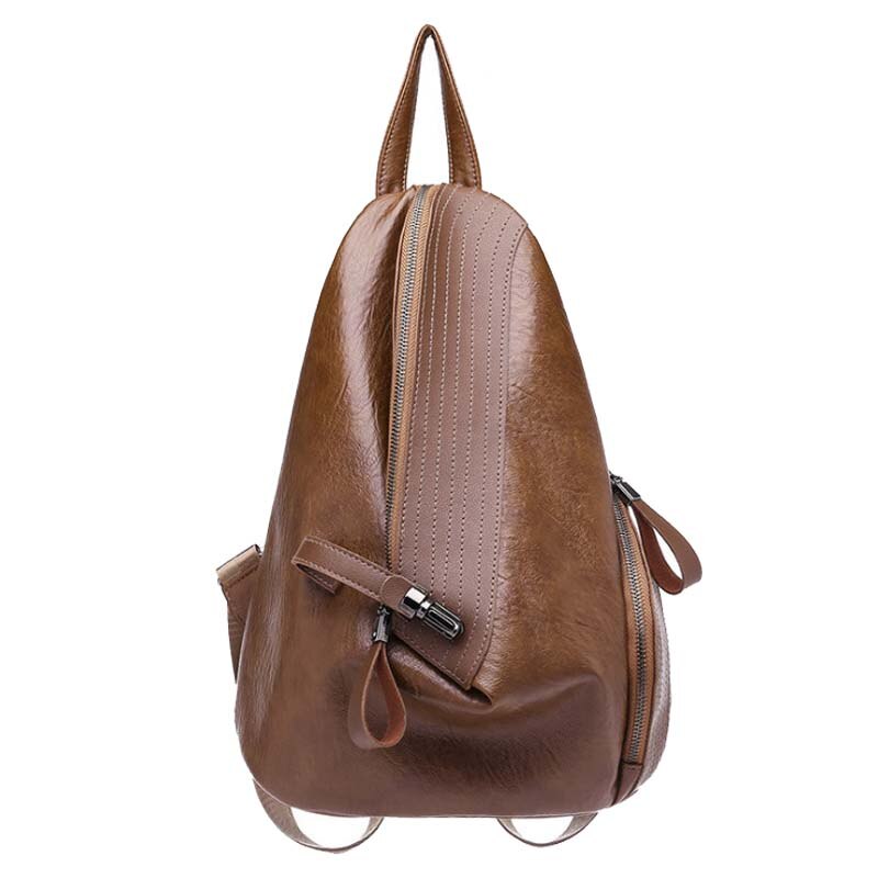 Chuwanglin Casual Vrouwen Rugzak Driehoekige Lock Mini Rugzak Mochila Feminina Mode Vrouwen Leren Rugzak Schooltas S691: brown