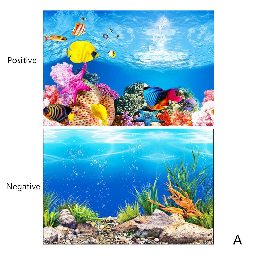 Acquario paesaggio adesivo manifesto serbatoio di pesce sfondo 3D adesivo per pittura oceano a doppia faccia piante marino sfondo acquario arredamento: A / 30x52cm