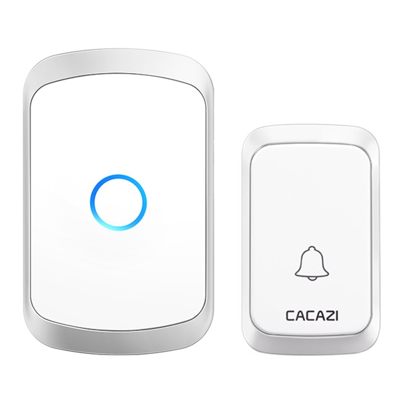 Cacazi Draadloze Deurbel Dc Batterij-Operated Waterdichte 36 Chimes 5 Volume 300M Range Home Security Draadloze Deur Call ring Bell: silver 1x1