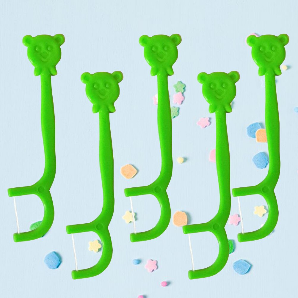 100PCS Floss Sticks Portable Cute Cartoon Handle OralFloss Floss Pick Teeth Cleaner for Children Boys Kids